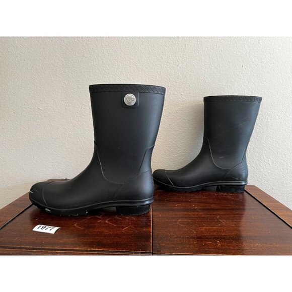UGG Sienna Matte Rain Boots Women's Size US 10 Black Rubber Waterproof 1100510 - Picture 3 of 8